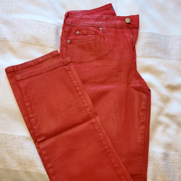 NYDJ Tummy Tuck Red Skinny Jeans Size 6 - Picture 1 of 6